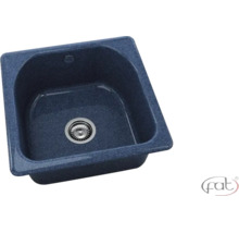 Chiuvetă de bucătărie pătrată încastrată din compozit de granit pestriț albastru-gri cu scurgere și Fat Logo.