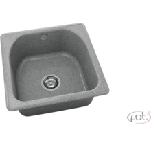 Chiuvetă de bucătărie din material compozit cu aspect de granit, cuvă simplă de formă pătrată cu colțuri rotunjite. fat Logo.