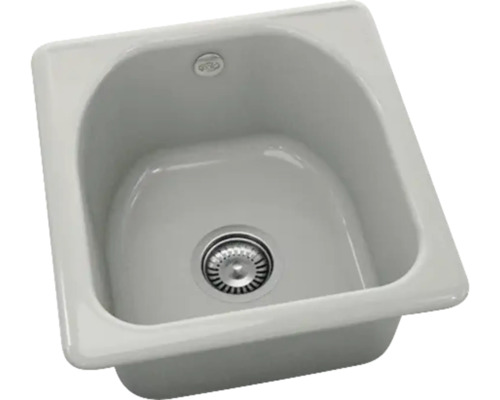 Chiuvetă încastrată pătrată din ceramică cu scurgere și preplin.