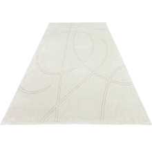 Covor alb modern cu model abstract de linii și suprafață structurată.