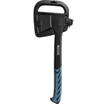 Topor Könner & Söhnen cu mâner ergonomic negru-albastru și protecție de transport din plastic negru.