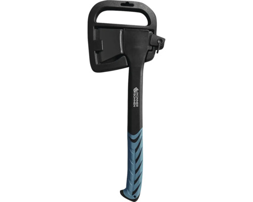 Topor Könner & Söhnen cu mâner ergonomic negru-albastru și protecție de transport din plastic negru.
