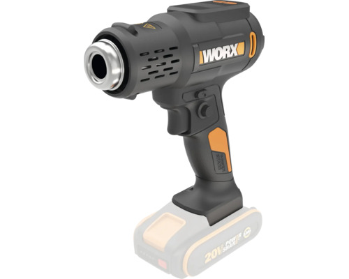 Pistol cu aer cald cu acumulator Worx cu sistem PowerShare de 20 Volt și mâner ergonomic.