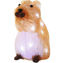 Figurină decorativă iluminată hamster din acril maro și alb cu suprafață cristalină pentru interior și exterior.