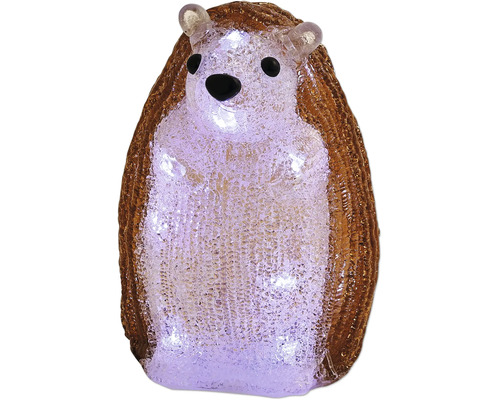 Figurină de grădină cu LED arici din acril cu structură cristalină, iluminată.