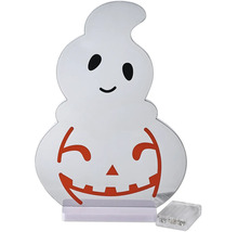 Decorațiune de Halloween cu LED în formă de fantomă și dovleac, cu funcționare pe baterii.