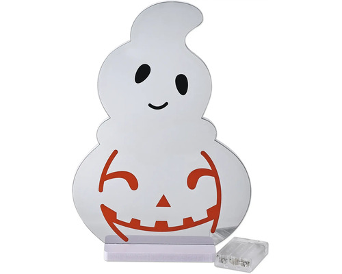 Decorațiune de Halloween cu LED în formă de fantomă și dovleac, cu funcționare pe baterii.