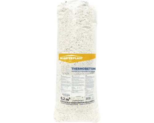 Sac de Masterplast Thermobeton, 0,2 metri cubi de aditiv termoizolant pentru beton ușor. Logo Masterplast.
