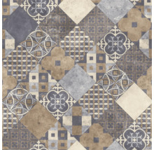 Placă ceramică cu model patchwork din motive geometrice și florale în stil vintage.