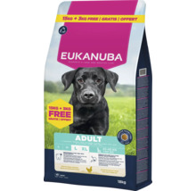 Hrană uscată Eukanuba Adult pentru câini de talie mare cu pui proaspăt, sac de 18 kilograme.