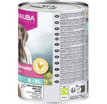 Eukanuba Endurance hrană umedă pentru câini adulți, bogată în pui, nivel ridicat de proteine și grăsimi, mărimi S până la XL, Eukanuba Logo.