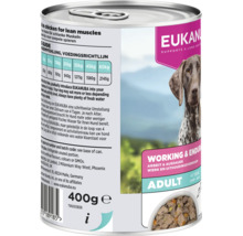 Eukanuba hrană umedă Adult Working și Endurance cu pui, conservă de 400 grame.