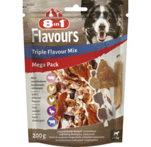 Gustare pentru câini 8in1 Flavours Triple Flavour Mix Mega Pack 200 grame cu diferite arome de carne.