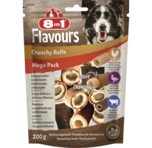 8in1 Flavours Crunchy Rolls recompensă pentru câini, Mega Pack 200 grame, cu piept de pui, piept de rață și carne de vită.
