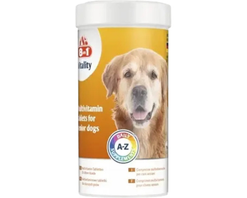 Tablete multivitamine 8in1 pentru câini seniori, supliment zilnic de la A la Z.