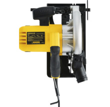Ferăstrău circular manual DEWALT DWE5615-B2 în galben și negru cu o putere de 1500 watt și diametru disc de 184 milimetri, vedere de sus.