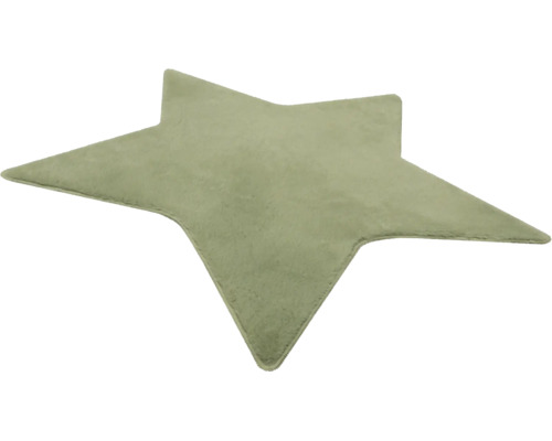 Covor din pluș în formă de stea, culoarea verde salvie.