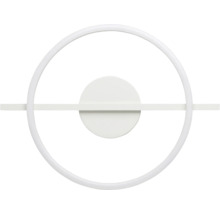 Aplică LED modernă albă, design circular cu bară orizontală.