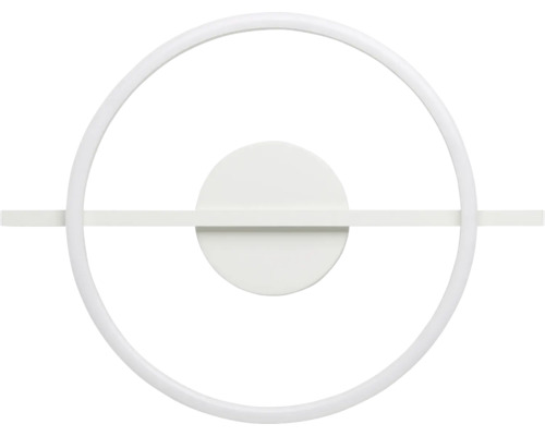 Aplică LED modernă albă, design circular cu bară orizontală.