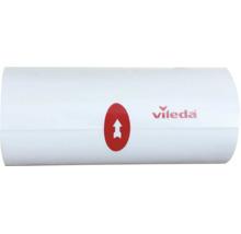 Accesoriu cilindric Vileda cu Vileda Logo și simbol pentru direcția în sus.
