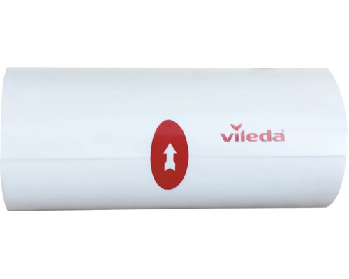 Accesoriu cilindric Vileda cu Vileda Logo și simbol pentru direcția în sus.
