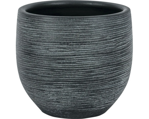 Ghiveci rotund structurat din ceramică în culoarea antracit.