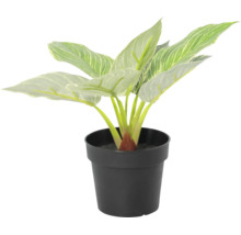 Plantă artificială cu frunze cu model în ghiveci negru