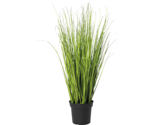 Plantă artificială iarbă în ghiveci din plastic negru, plantă decorativă pentru interior.