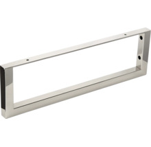 Picior de mobilier dreptunghiular din metal lucios cu orificii de montare pre-perforate.