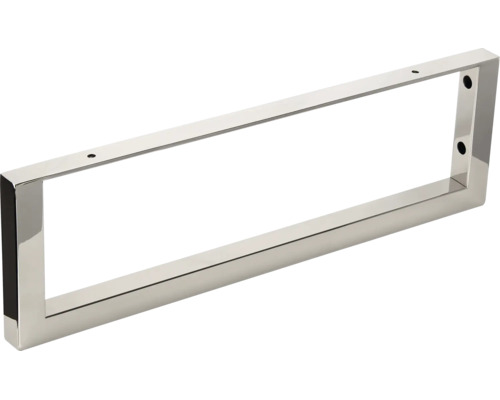 Picior de mobilier dreptunghiular din metal lucios cu orificii de montare pre-perforate.