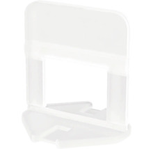 Clemă pentru sistem de nivelare plăci ceramice din plastic alb pentru alinierea precisă a plăcilor.