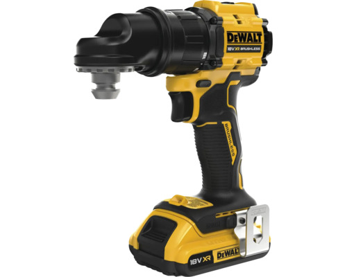 Mașină de găurit în unghi cu acumulator galben-negru DeWALT 18 Volt XR Brushless cu clemă pentru curea