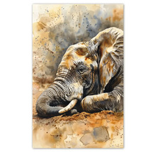 Tablou de perete cu un cap de elefant în stil acuarelă.
