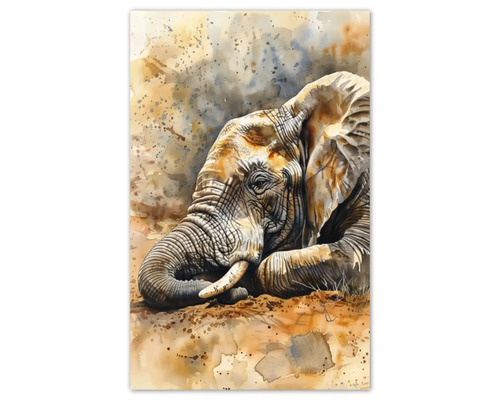 Tablou de perete cu un cap de elefant în stil acuarelă.