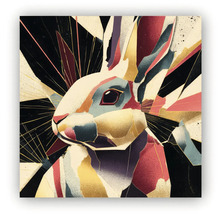 Tablou modern cu cap de iepure abstract în formă geometrică.