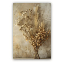 Tablou de perete cu un buchet de flori uscate, iarbă de pampas și flori de câmp.