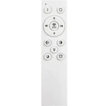 Telecomandă pentru iluminat cu butoane pentru pornire, oprire, luminozitate, temperatură culoare, temporizator și mod noapte.