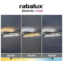 Plafonieră cu LED integrat Rabalux Brantiel 57W 3250 lumeni 3000K, albă
