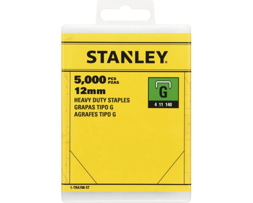 Stanley Logo. 5000 de capse Stanley Tip G pentru regim greu de lucru, 12 milimetri.