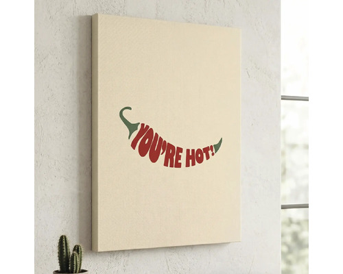 Tablou pe pânză cu o ilustrație de ardei iute formată din textul You Are Hot.