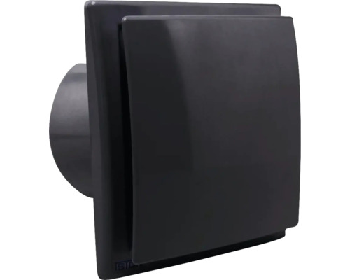 Ventilator de baie pătrat pentru perete sau tavan cu racord rotund.