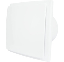 Ventilator de baie pătrat alb cu capac frontal plat.