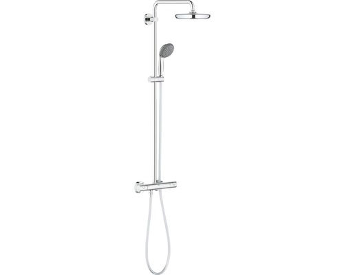 Sistem de duș cu termostat Grohe Vitalio Start 210, duș fix ⌀21 cm 1 funcție, pară mobilă 2 funcții, furtun duș 1,75 m, crom