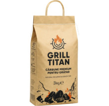 Cărbune pentru grătar Grill Titan, cărbune premium din lemn de esență tare, sac de hârtie de 3 kilograme.