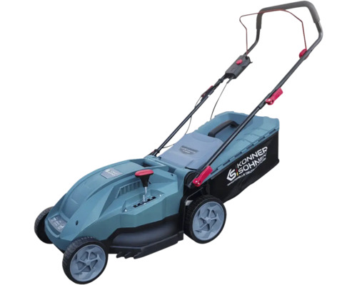 Mașină electrică de tuns gazonul de la Könner & Söhnen cu sac de colectare a ierbii și mâner reglabil.