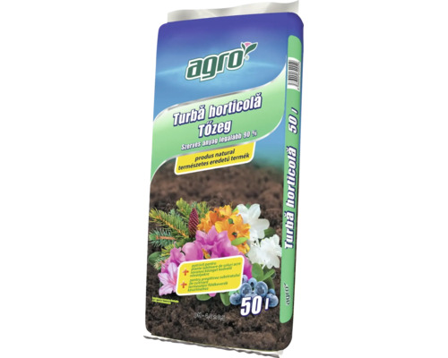 Turbă horticolă Agro pentru plante iubitoare de soluri acide, 50 litri.