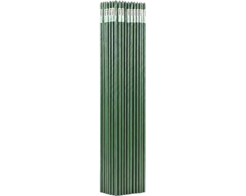 Set de tije verzi pentru susţinerea plantelor, fabricate din metal învelit în plastic.