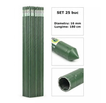 Set 25 bucăți araci, diametru 16 milimetri, lungime 180 centimetri, înveliș de plastic, cu vârf.