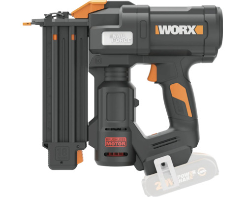 Pistol de cuie cu acumulator WORX 20 Volt cu motor fără perii și tehnologie Nail Force pentru cuie de calibrul 18.