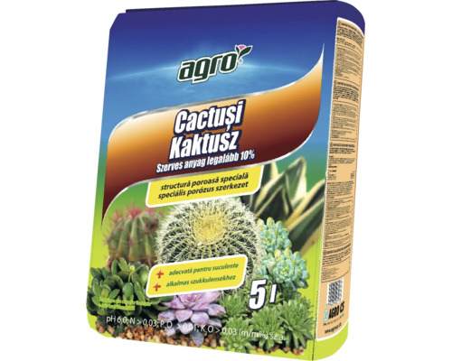 Substrat agro pentru cactuși și suculente, pachet de 5 litri.